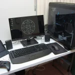 A gaming PC setup with monitor, keyboard and mouse