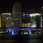 Downtown Miami skyline at night, the real city that inspired Vice City