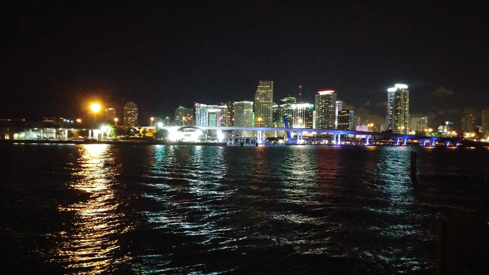 Miami skyline at night, the real city behind Vice City