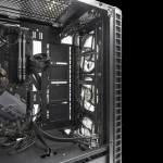A modern gaming PC with RGB lighting