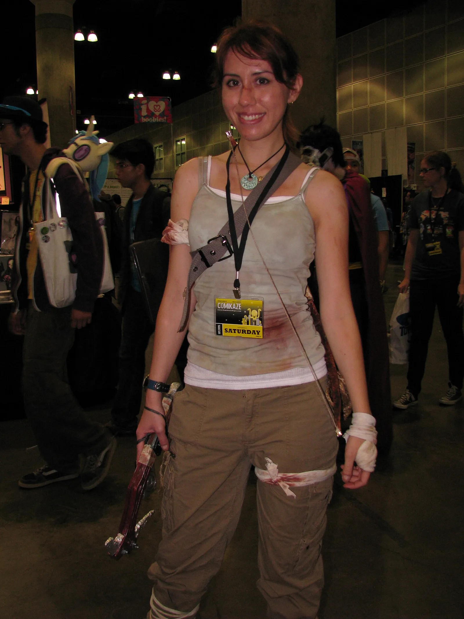 Lara Croft cosplayer at a fan convention