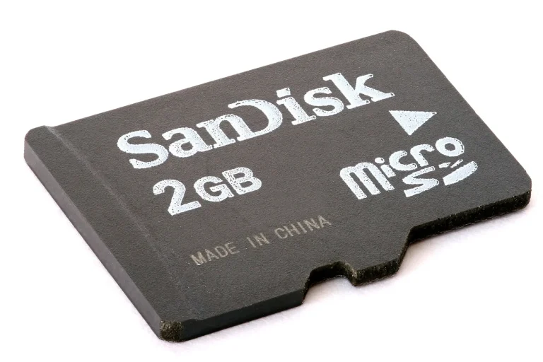 Macro photo of a microSD card