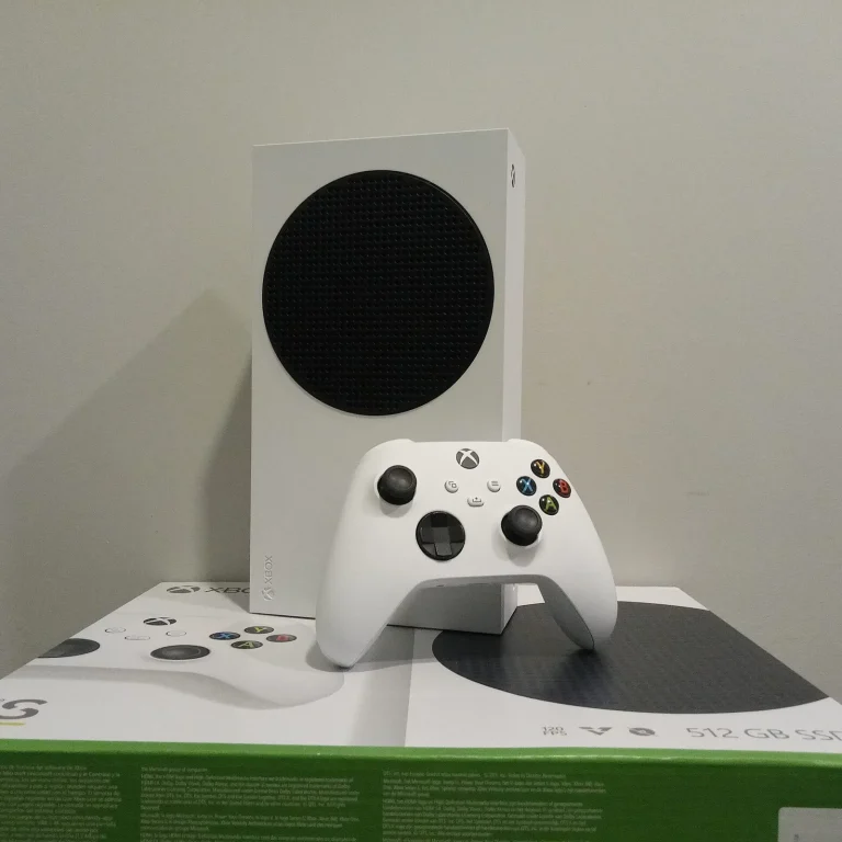 Xbox Series S with its controller and box